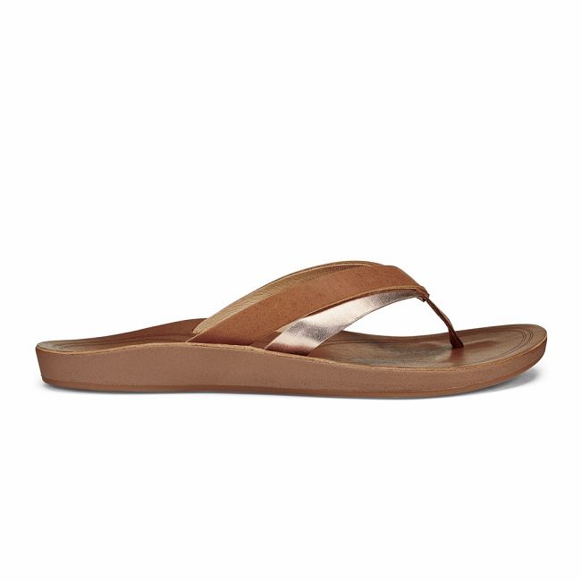 Sandalias Olukai Kaekae - Chanclas Mujer Cafes 20029-867